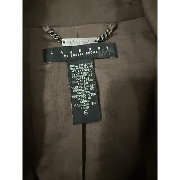 Women’s Laundry Chocolate Brown, Dark, Belted, Blazer Dress Jacket Size 6 - Picture 8 of 13